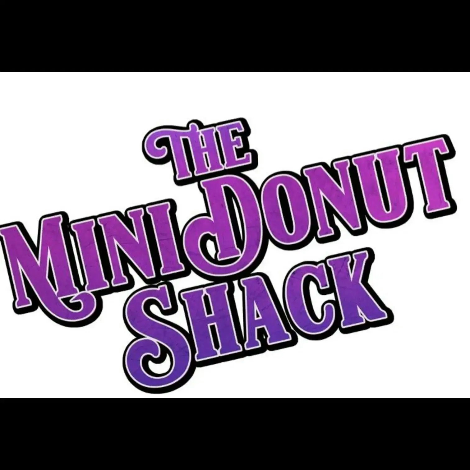 The image features a colorful sign that says "The Mini Donut Shack."