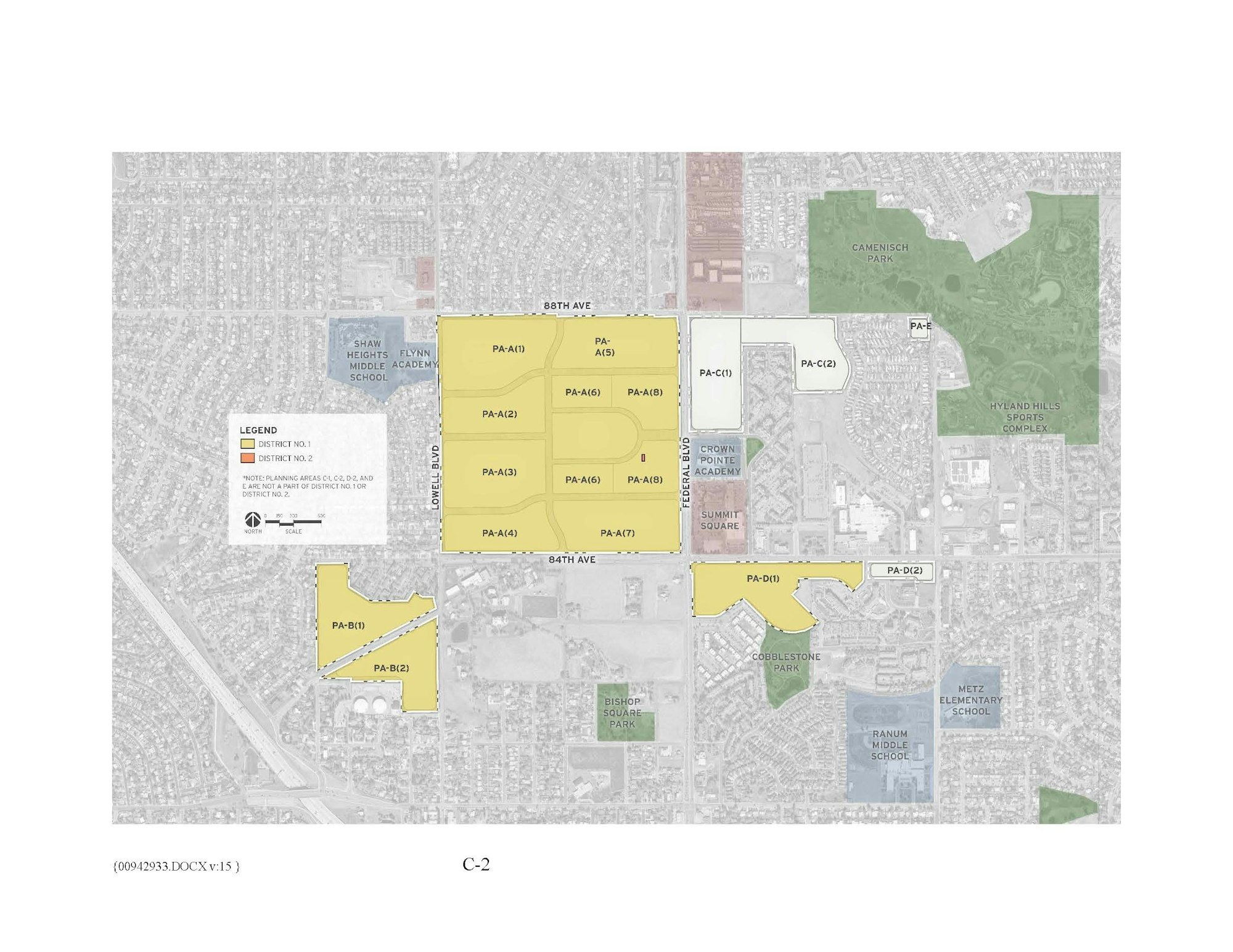 This is a boundary map of District No. 1 generally located east of Lowell Boulevard, between 88th Avenue and Shaw Boulevard in Adams County, Colorado
