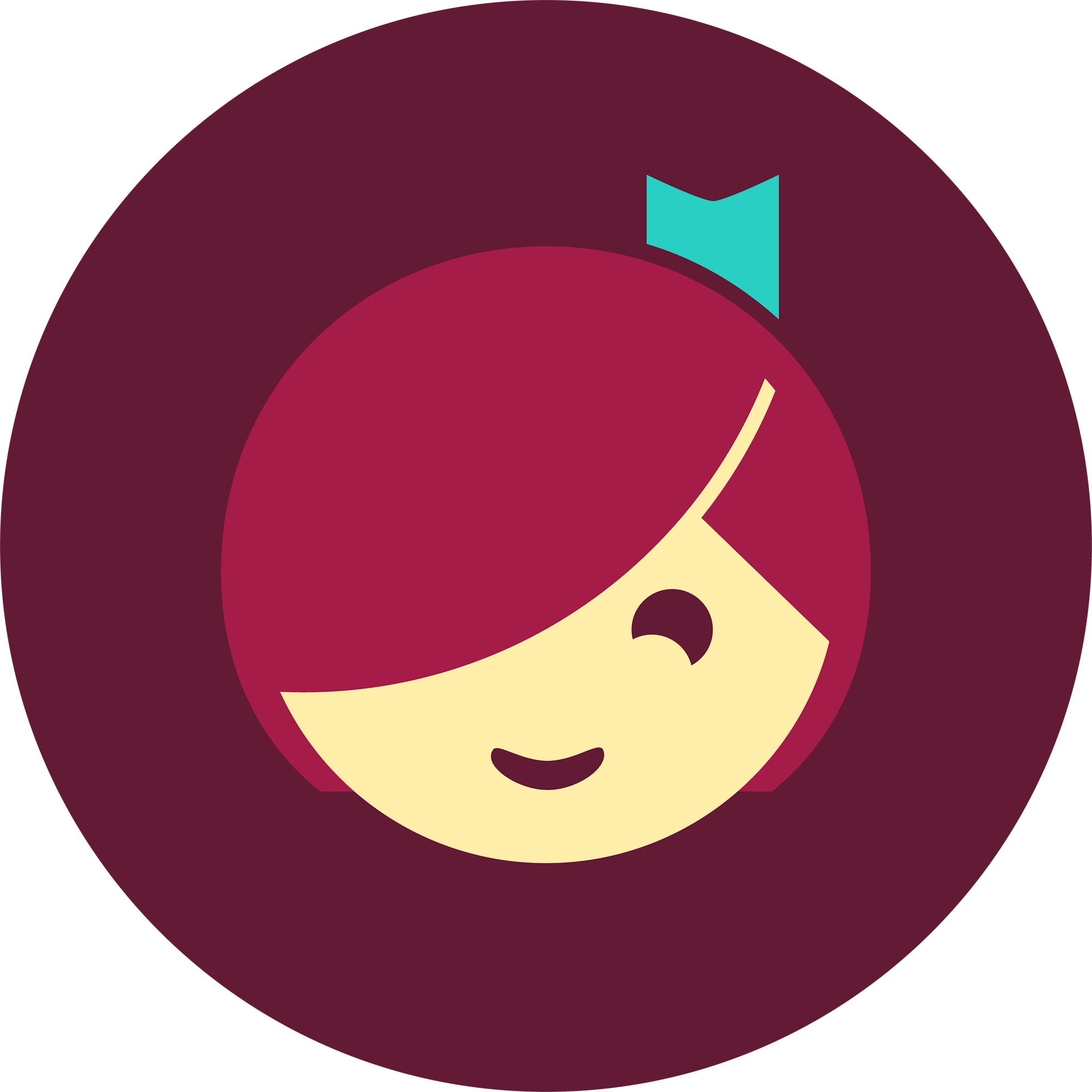Libby icon logo maroon, happy face