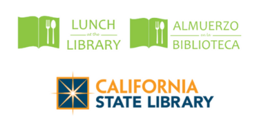 Logos for "Lunch at the Library" and "California State Library" in English and Spanish.