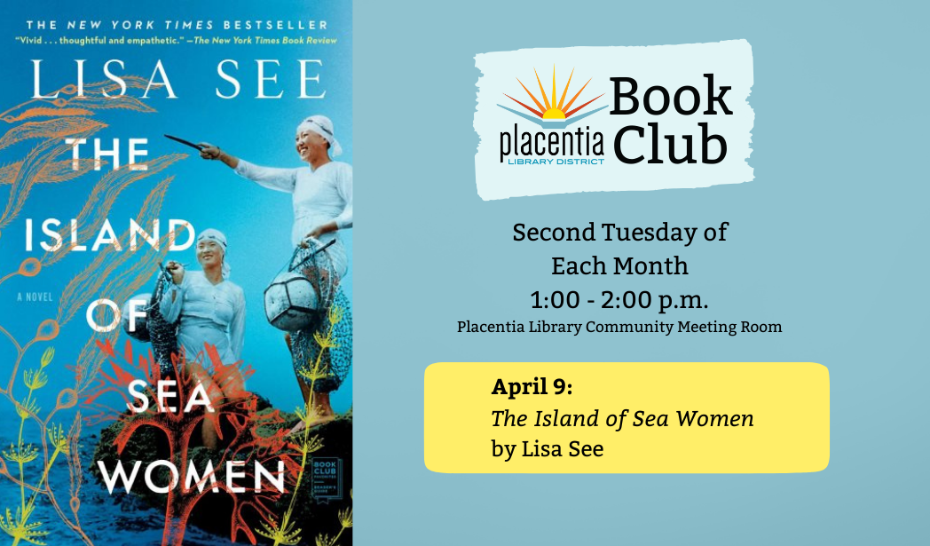 An advertisement for a book club featuring "The Island of Sea Women" by Lisa See.