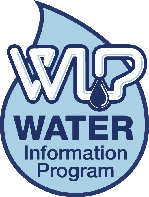 A logo with a water droplet and the letters "WIP" for Water Information Program.