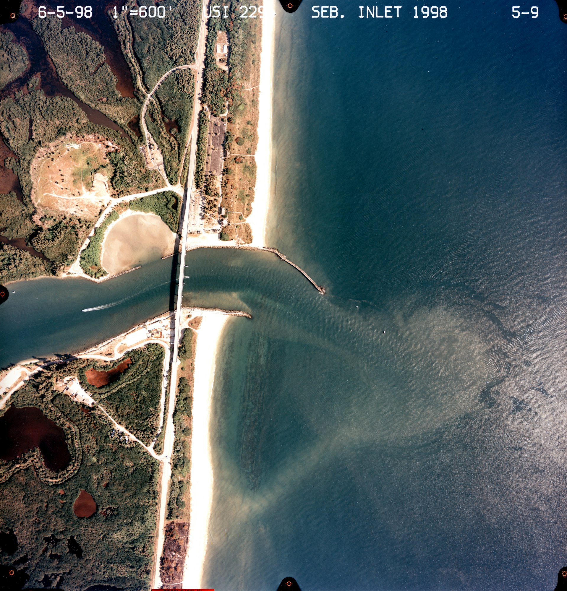 aerial view of inlet entrance looking straight down from plane