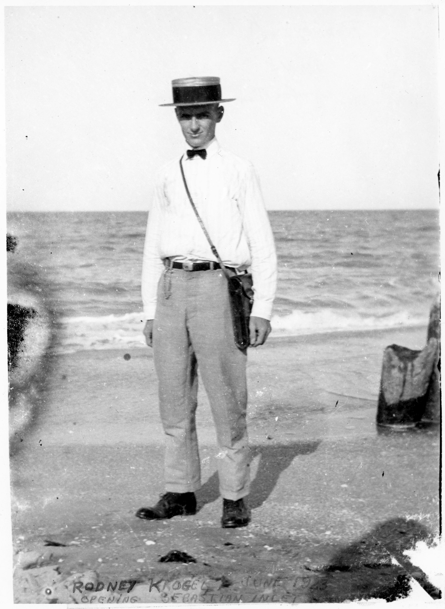 historical photo of Rodney Kroegel in 1923 at beach