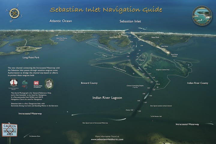map of inlet system showing navigable channel and markers