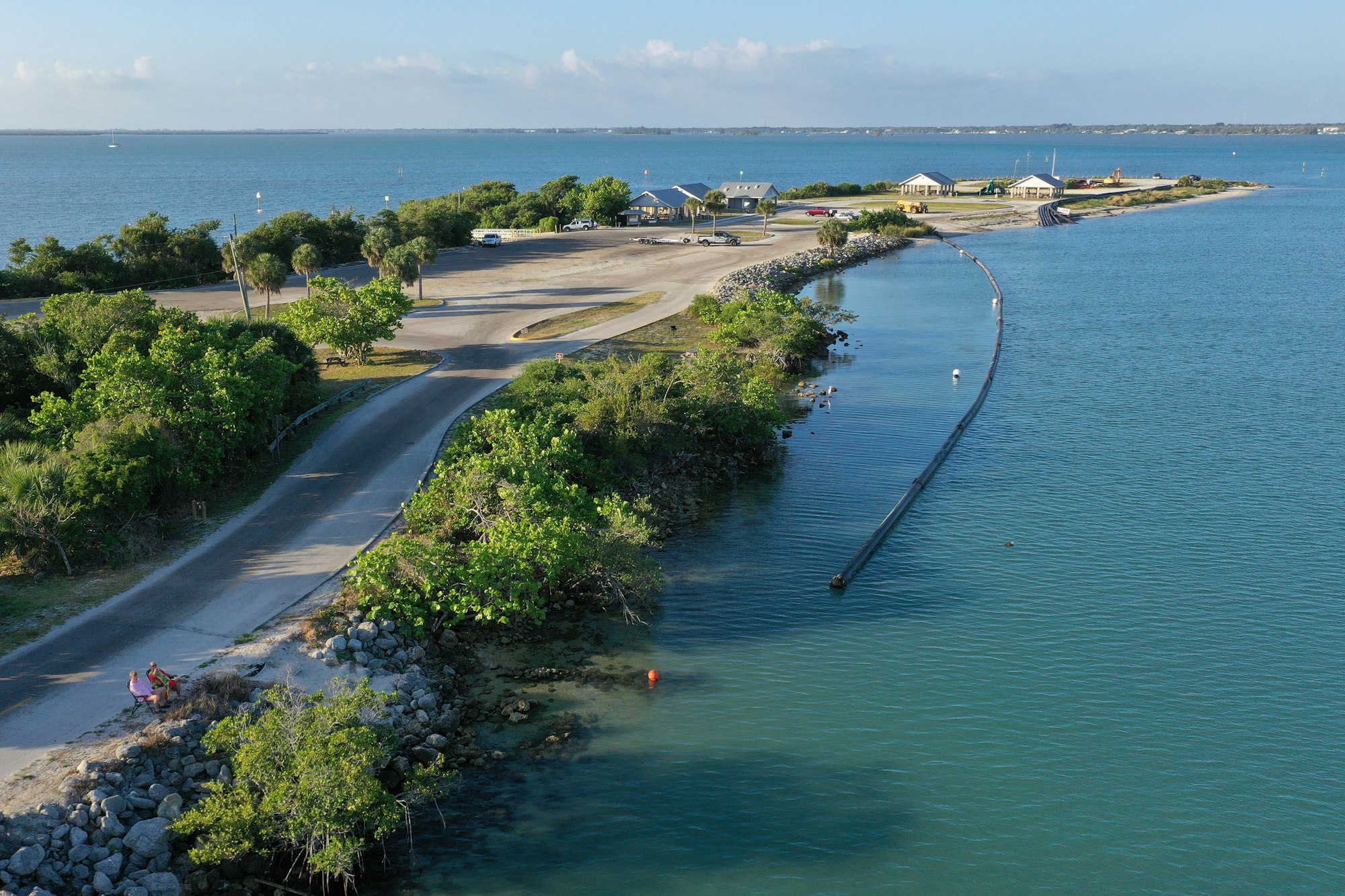 aerial view of south side of Sebastian Inlet State Park and Coconut Point area