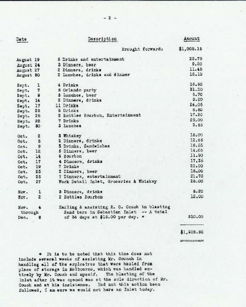 Page 2 of a typed expense report submitted from construction work in 1947 and 1948