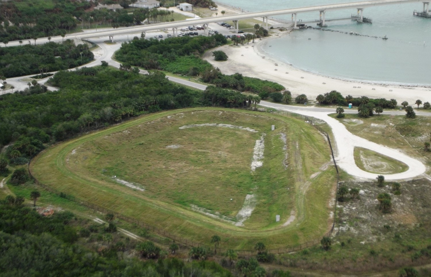 aerial view of completed sand storage area to the North of tide pool