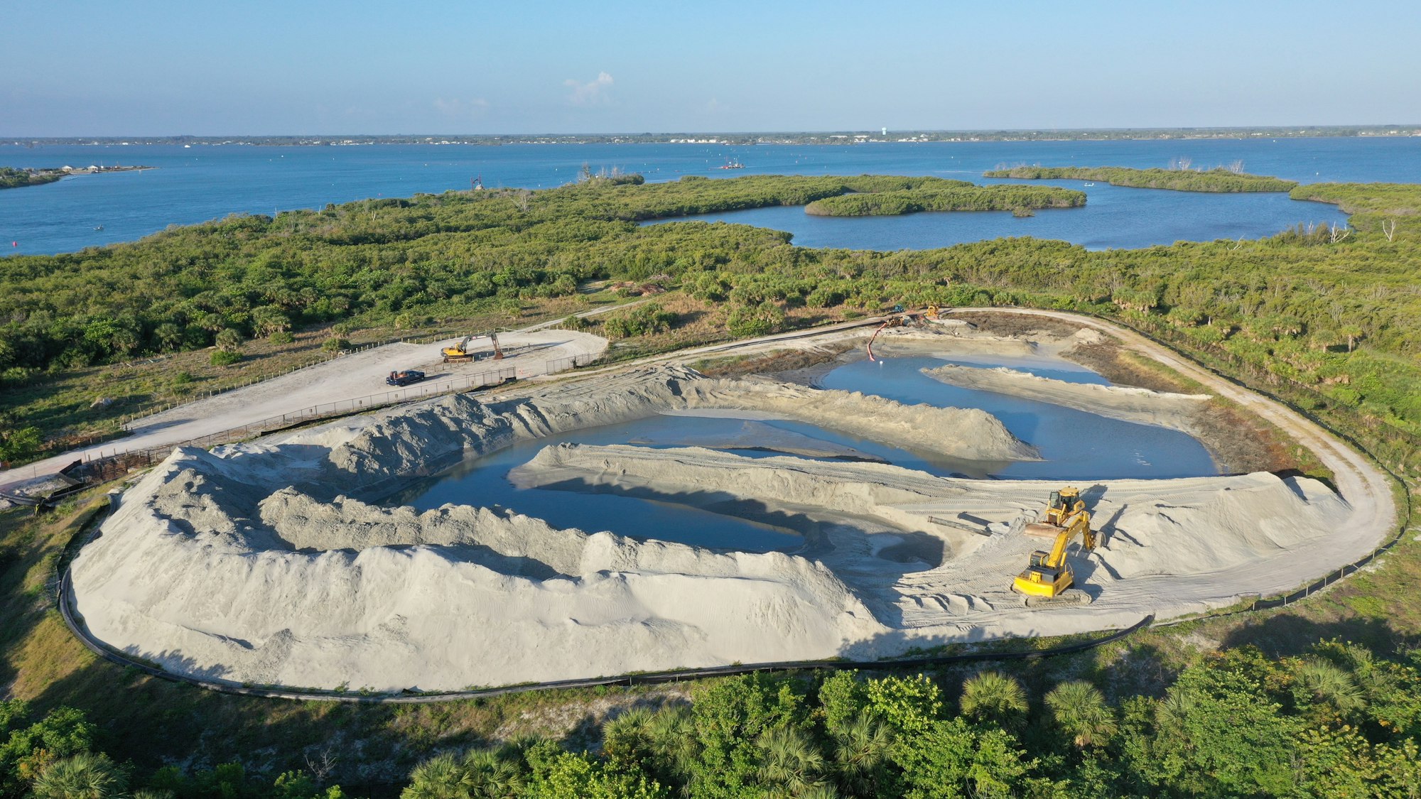 aerial view of sand storage site