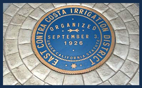 Sign with "East Contra Costa Irrigation District, Organized september 3, 1926"