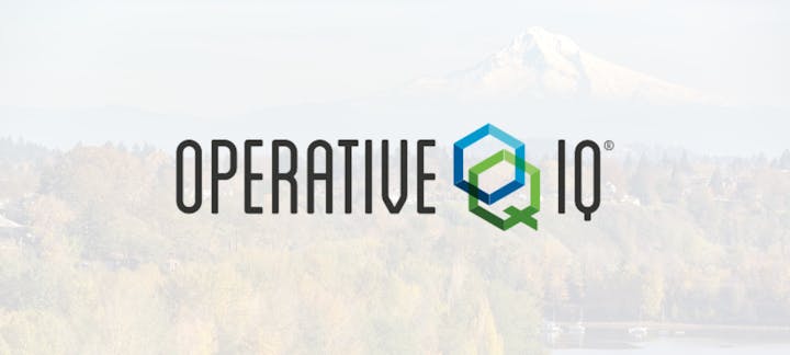 Scenic view with a mountain in the background, overlaid with the logo "OPERATIVE IQ".
