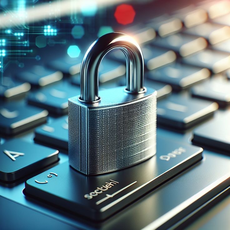 A padlock on a computer keyboard, symbolizing cybersecurity and data protection.