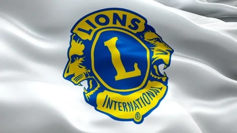 Lions International logo featuring two lions and the letter "L" on a waving background.