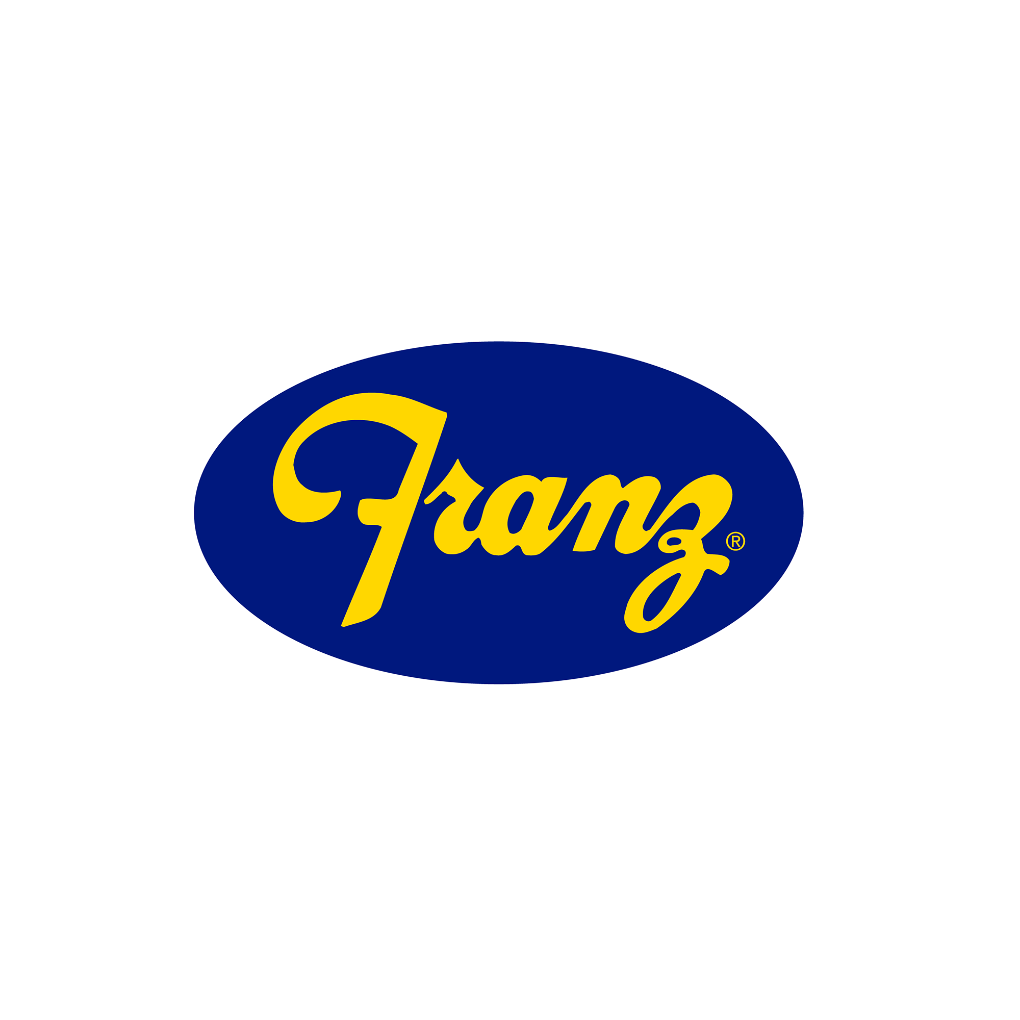 Logo with the word "Franz" in yellow on a blue oval background.