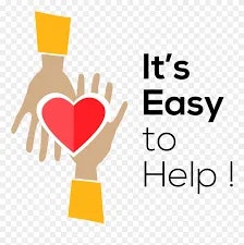 Two hands holding a red heart, with the text "It's Easy to Help!" on the side.