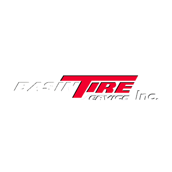 Logo for "Basin Tire Service Inc." with red and white text on a black background.