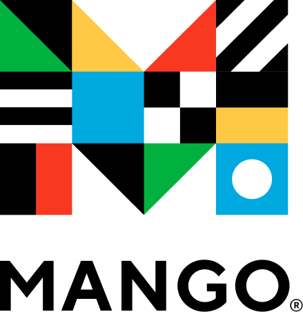 A colorful, geometric logo with the word "MANGO" below it.