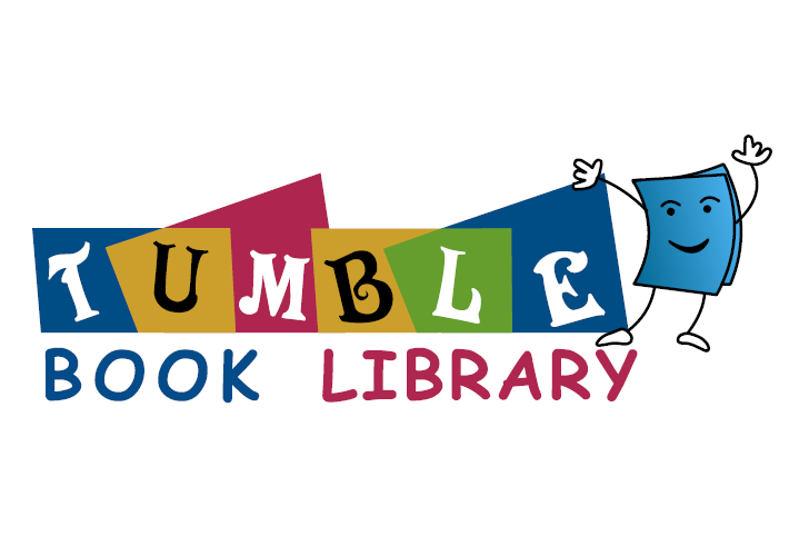Colorful text "TUMBLE BOOK LIBRARY" with a playful animated book character.