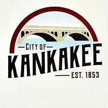 Logo with an arch bridge and text: "City of Kankakee Est. 1853."