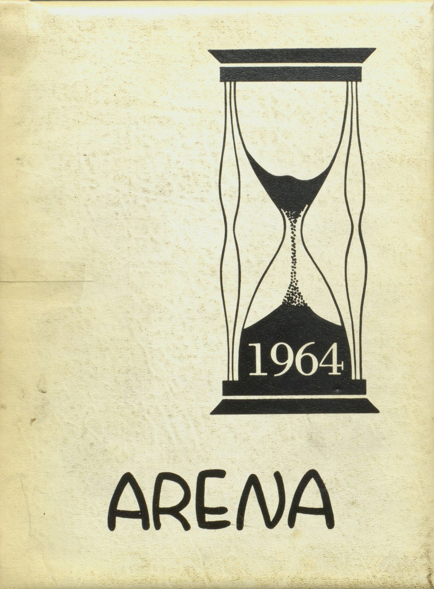An hourglass with "1964" and the word "ARENA" below it.