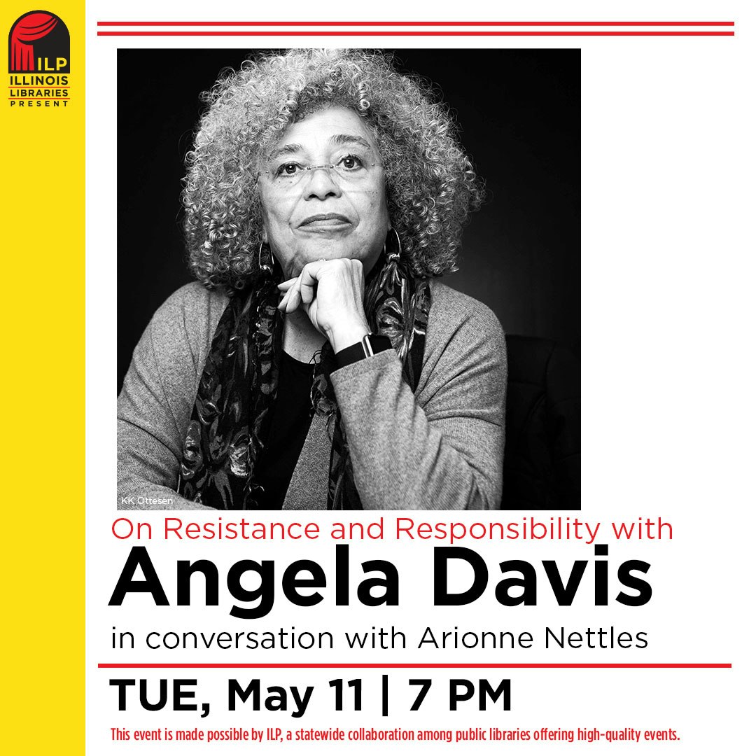 An event featuring Angela Davis in conversation with Arionne Nettles, discussing "On Resistance and Responsibility."
