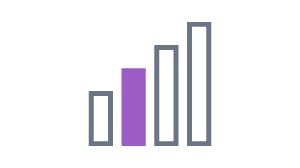 Four vertical bars of varying heights, with the second bar in purple.