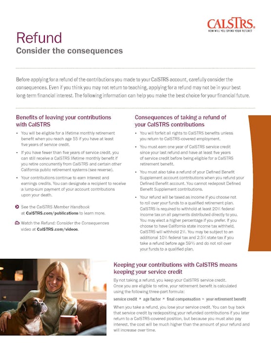 CalSTRS Refund: Consider the consequences fact sheet