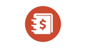 The image features a simple icon of a book with a dollar sign, suggesting financial or budgeting concepts.