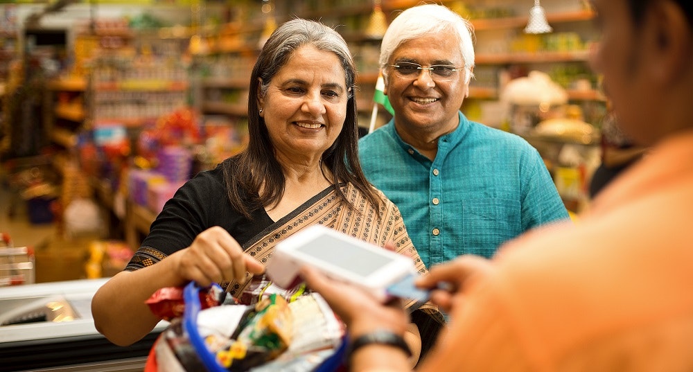 Man and woman shopping at a store