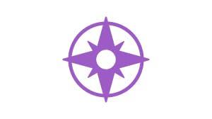 A purple compass rose icon, featuring a circle with eight directional points.