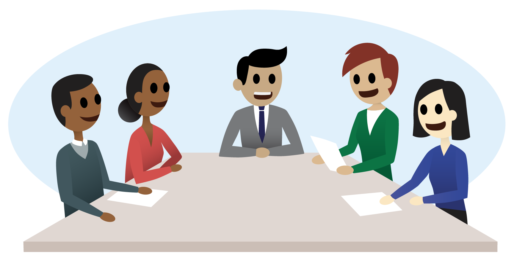 Business people sitting at a table