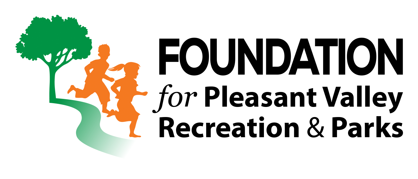 Stylized orange figures of a family running on a green path with a tree, representing health or a family activity event.