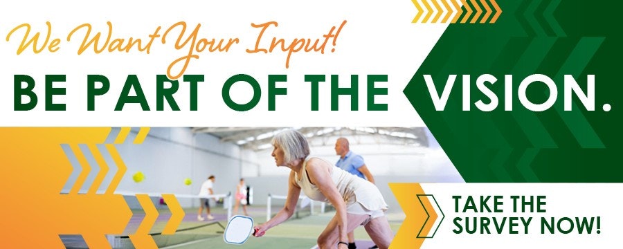 Ad for a survey titled "Be Part of the Vision" with image of people playing a sport.