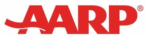 The image shows the red logo of "AARP."