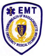 EMT patch for Massachusetts Emergency Medical Technicians with state emblem.