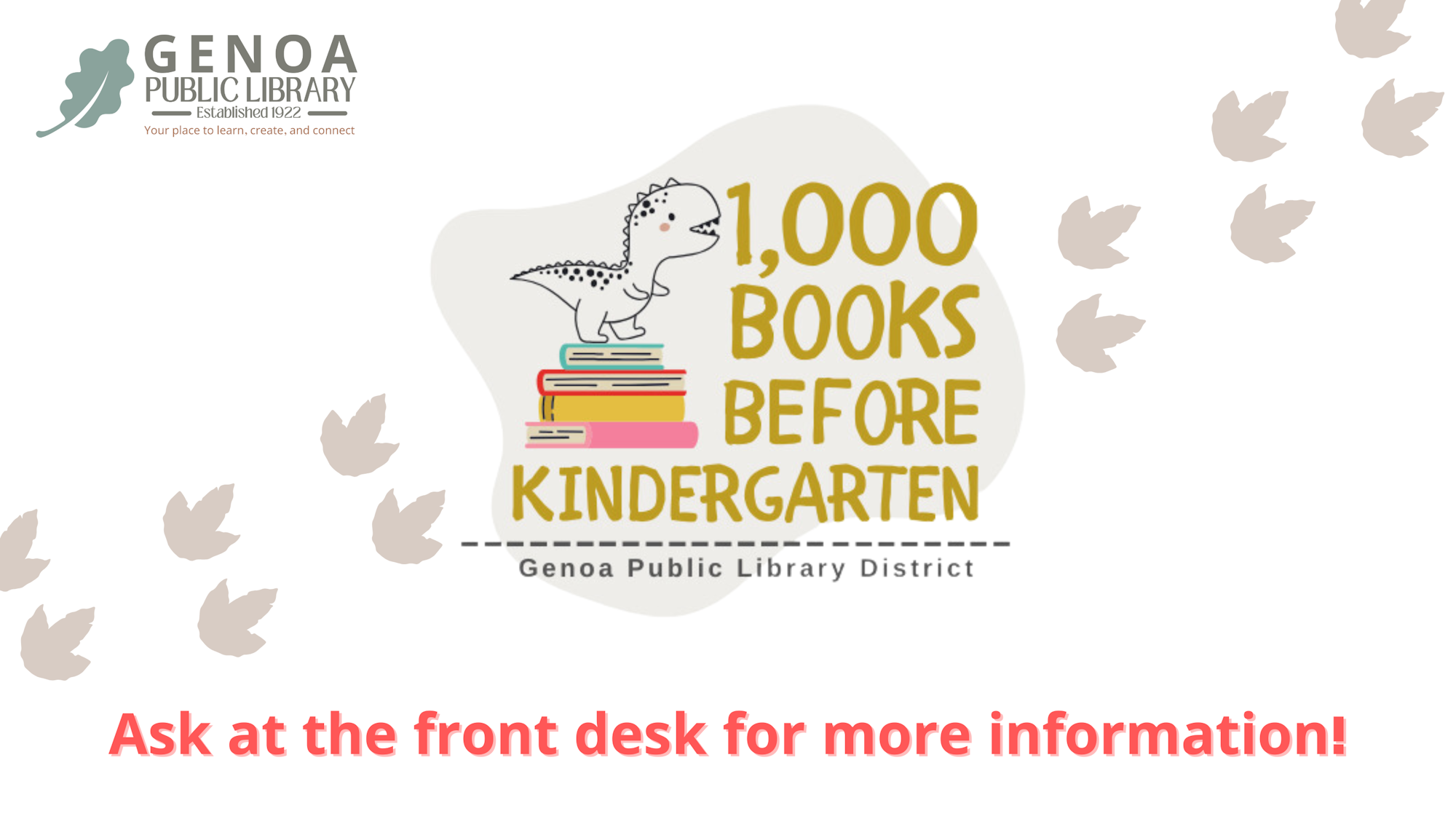 Promotional graphic for "1,000 Books Before Kindergarten" at Genoa Public Library.