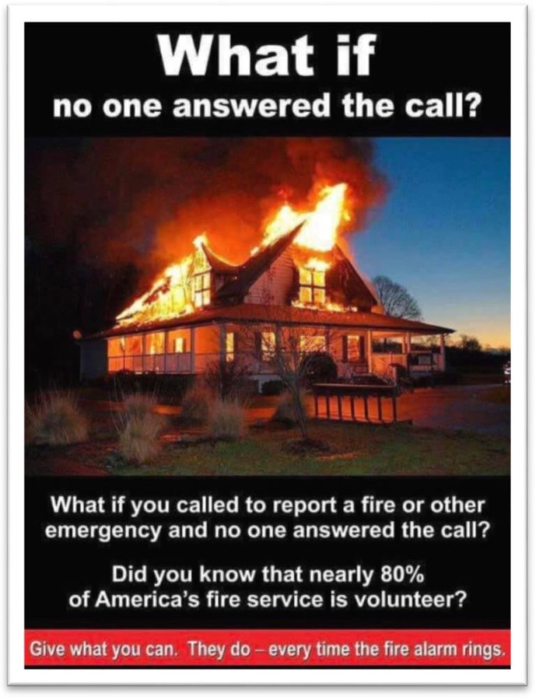 Advertisement for Volunteer Fire fighters