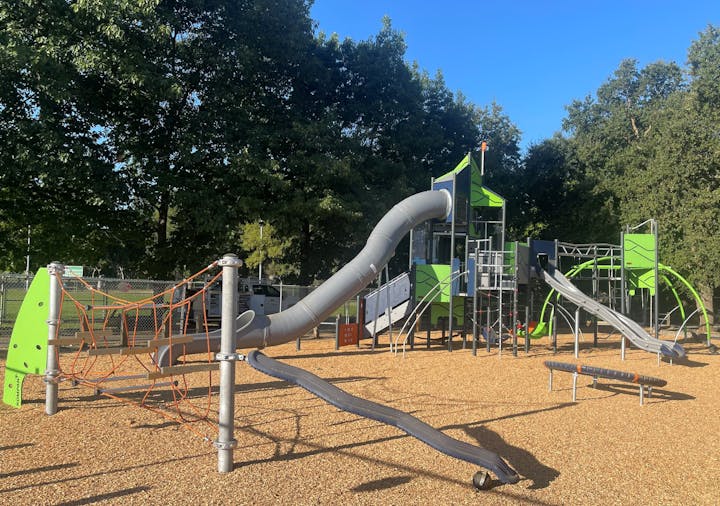 May contain: outdoor play area, outdoors, play area, bench, and furniture