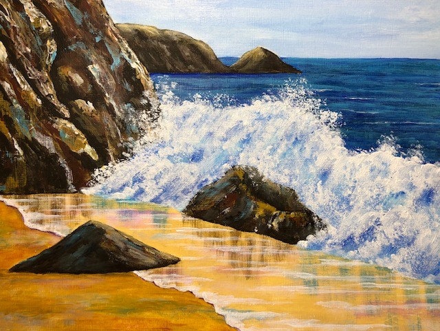 May contain: nature, sea, ocean, outdoors, water, painting, and art