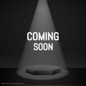 Spotlight on a platform with the text "COMING SOON."