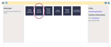 The image shows a user interface with sections for account information, payments, settings, FAQs, and contact details.