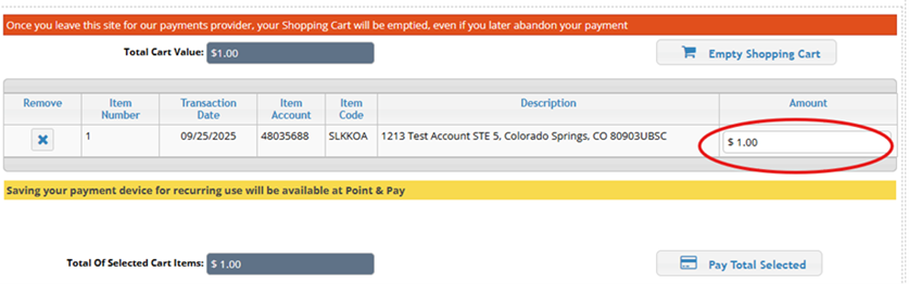 A shopping cart displays a total of $1.00 for an item, with payment options and a warning about leaving the site.