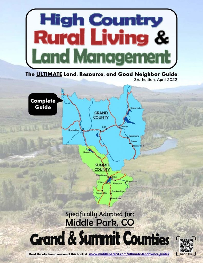 Photo of the front cover of the Ultimate Landowner Guide: map of district with scenic background.