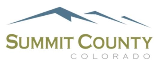 Text "Summit County Colorado" with blue mountain silhouettes.