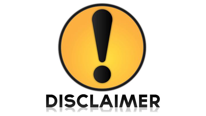 Yellow warning icon with exclamation mark, "DISCLAIMER" text below.