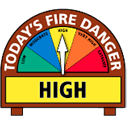 Today's fire danger sign showing risk level as "High".