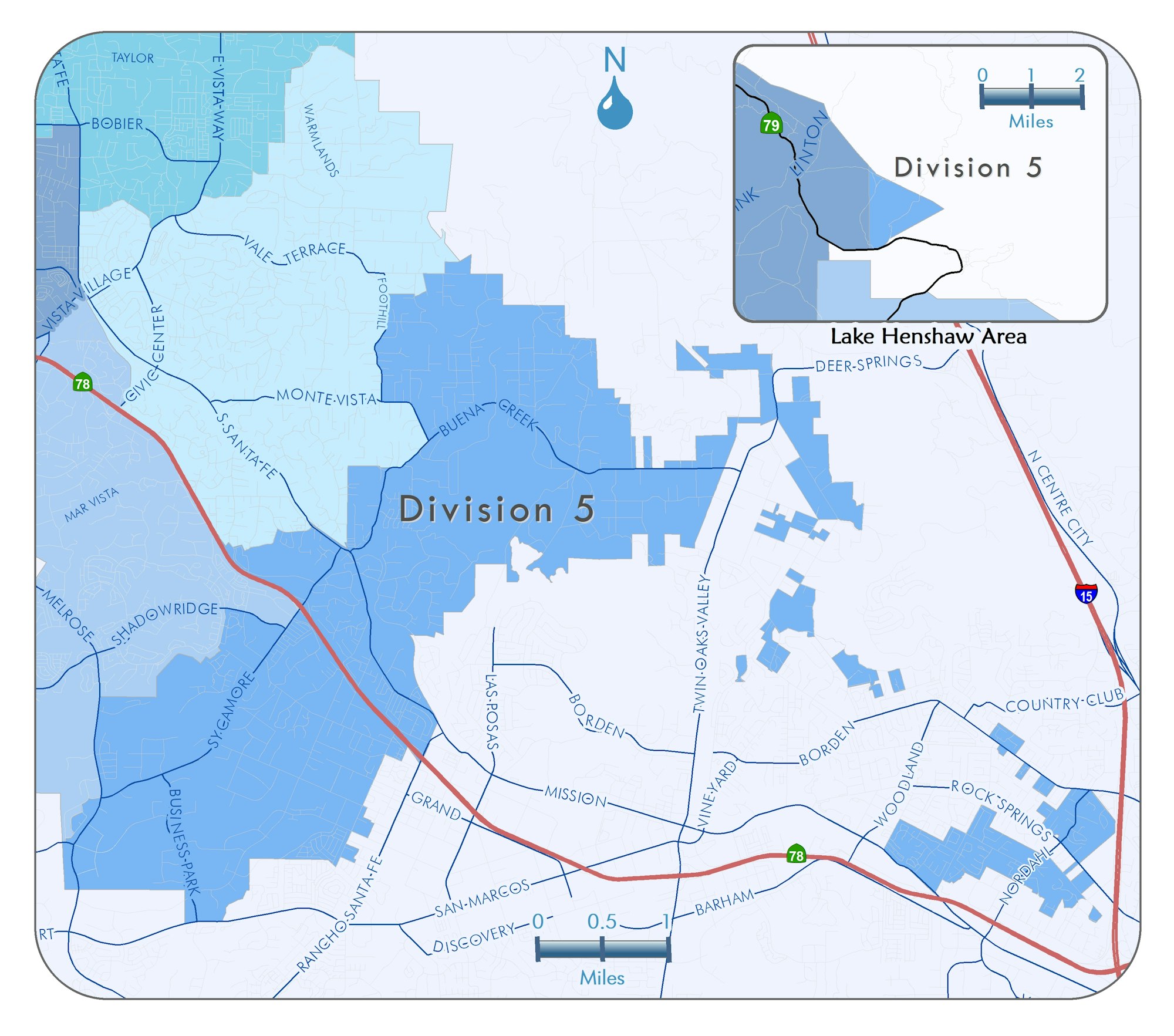 Map of Division 5 boundary. May contain: plot, map, and diagram