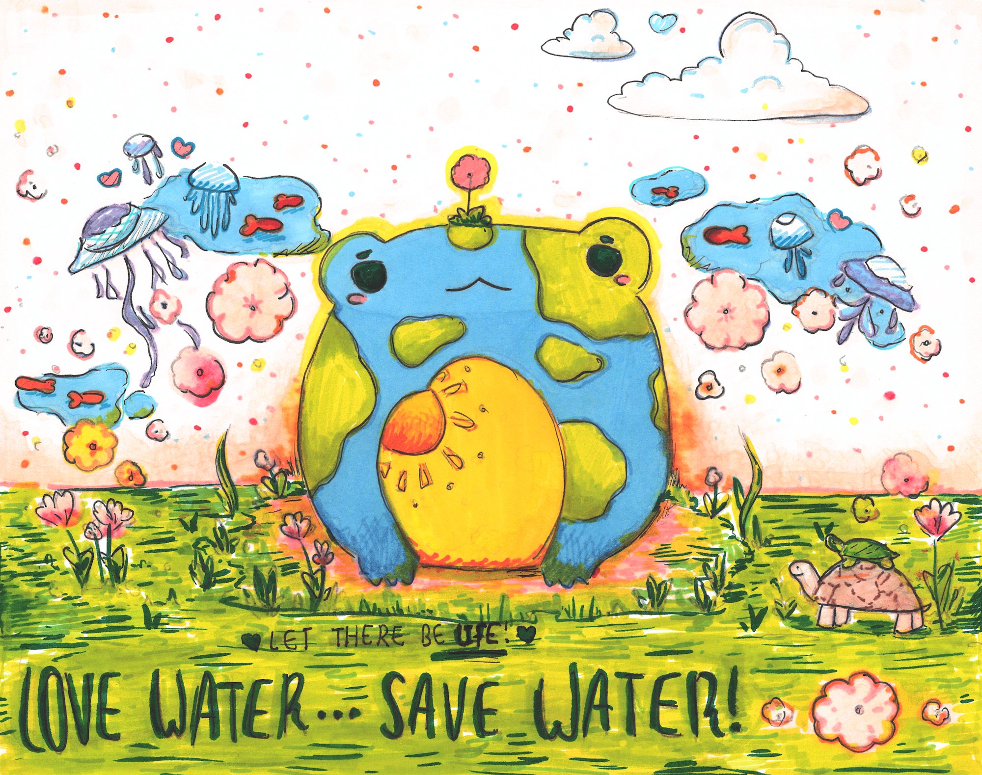 4th grader artwork depicting theme of "Love Water, Save Water!"