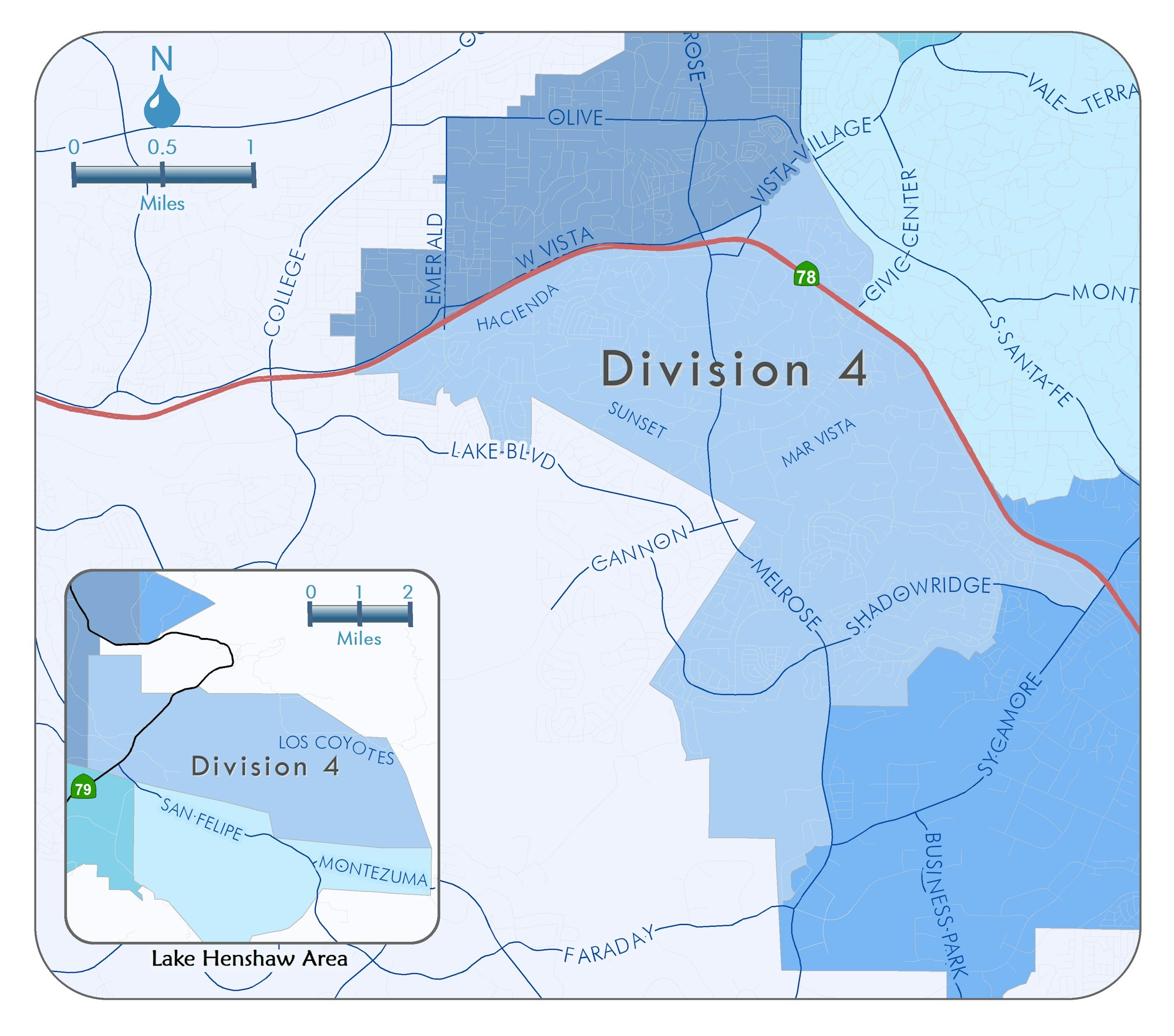 Map of Division 4 boundary. May contain: plot, map, and diagram