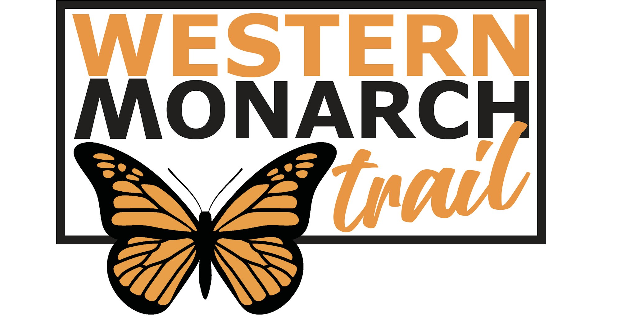 logo for Western monarch trail - includes butterfly and text